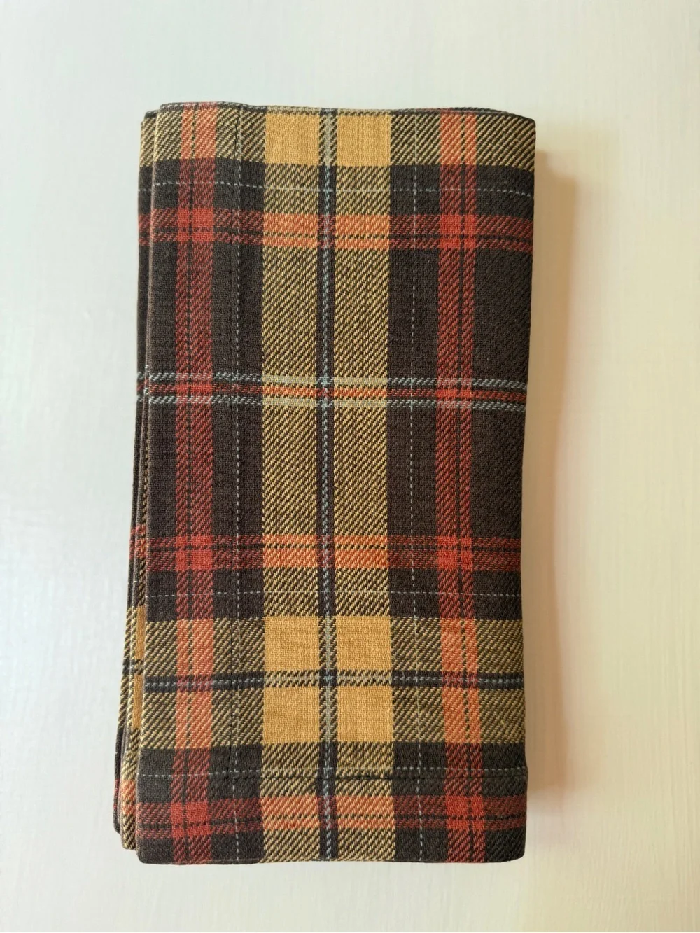 NWT WILLIAMS SONOMA SET OF 4 AUTUMN PLAID DINNER NAPKINS Cotton/Linen 20 X 20
